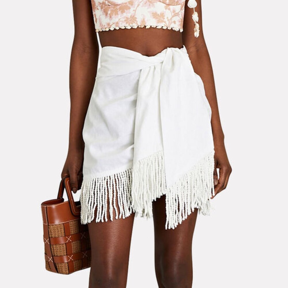 JUST BEE QUEEN Charlie Fringe Linen-blend Mini Skirt